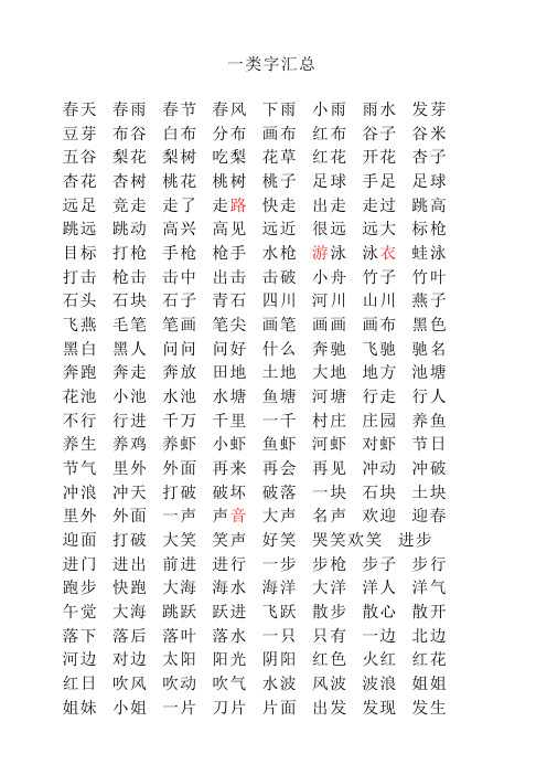 一年级一类字