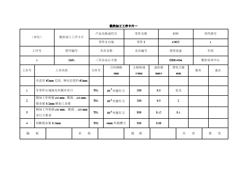 数控加工工序卡片