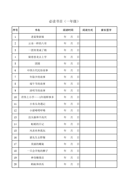 必读书目(一年级)