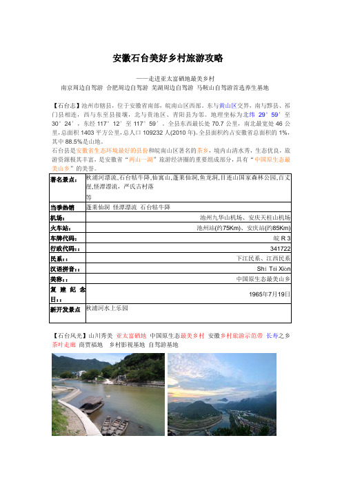 安徽乡村旅游之仙境石台