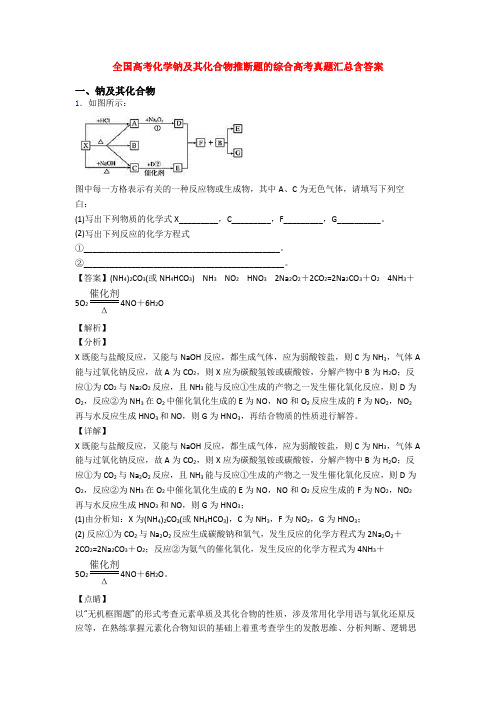 全国高考化学钠及其化合物推断题的综合高考真题汇总含答案