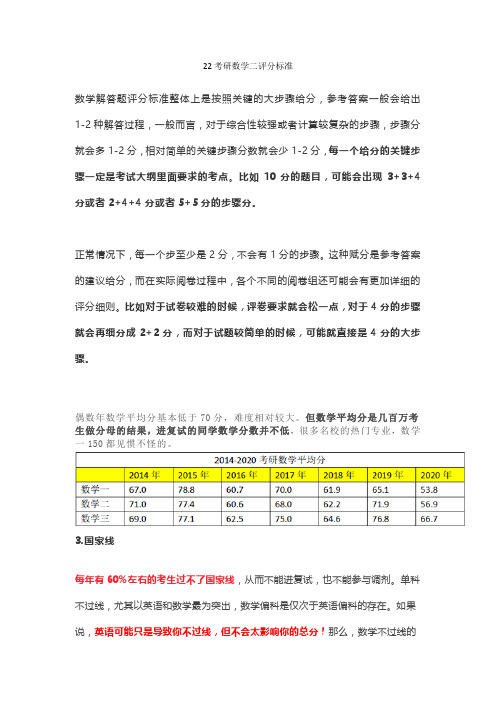 22考研数学二评分标准