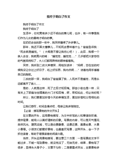 我终于明白了作文