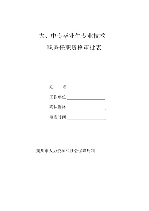 大、中专毕生专业技术职务任职资格审批表