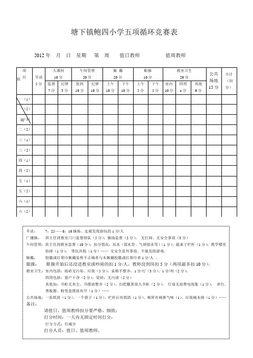 (总表)塘下镇鲍四小学五项循环竞赛表