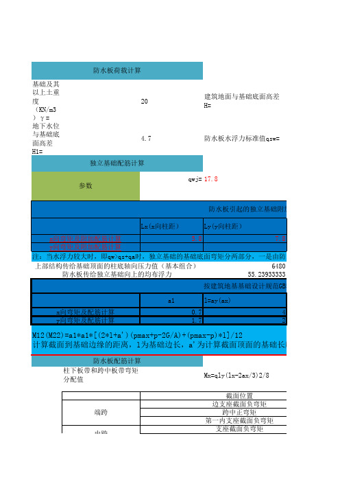 独基加防水板计算表格