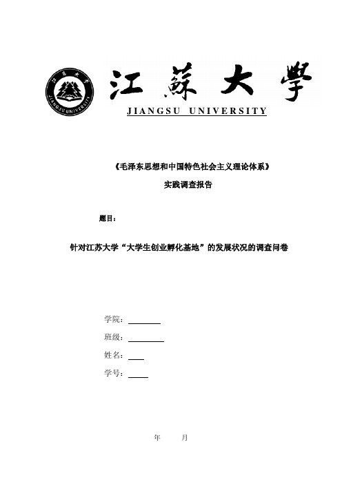 大学 江苏大学 毛概课程 社会实践报告模板+提纲+附件+记录