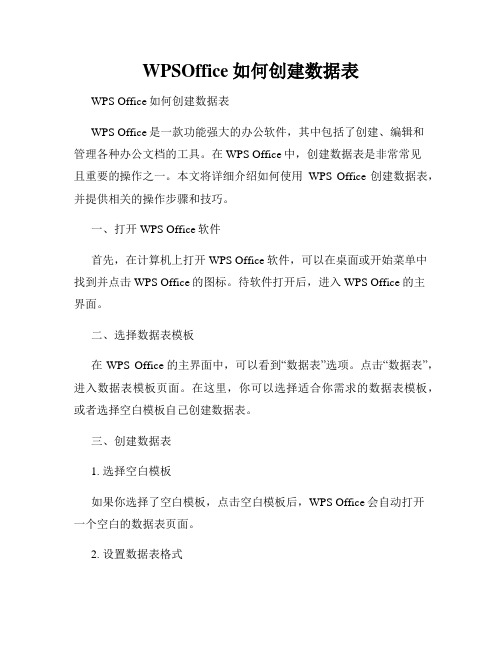 WPSOffice如何创建数据表