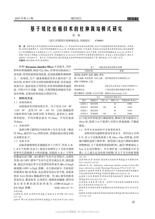 基于矮化密植技术的杜仲栽培模式研究