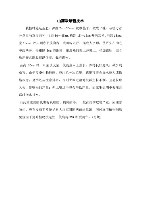 山药栽培新技术