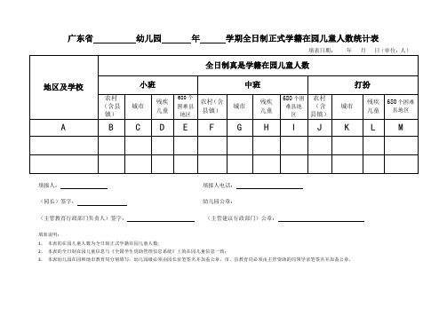 在园儿童人数统计表