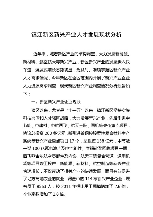 镇江新区新兴产业人才发展现状分析