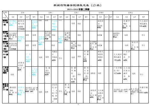 新闻与传播学院课程总表(13级)