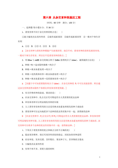 高中生物 第六章 从杂交育种到基因工程阶段质量检测(六)新人教版必修2