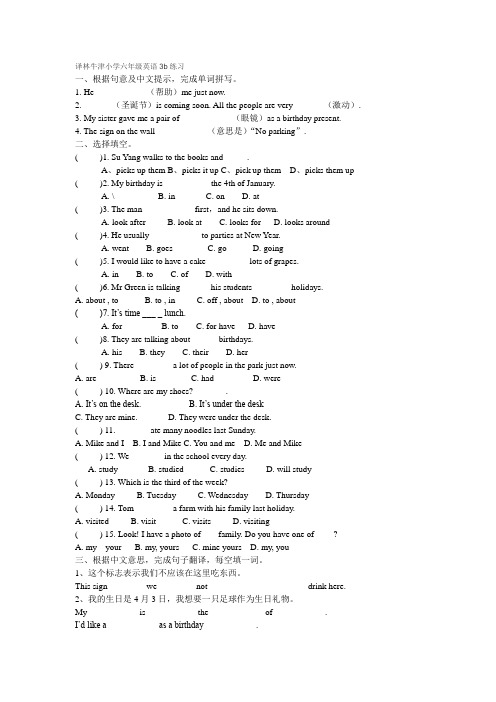 译林牛津小学六年级英语3b练习