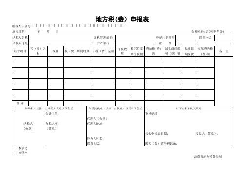 地方税(费)申报表(云南版)