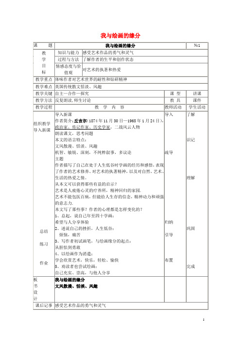 高中语文3我与绘画的缘分教案北师大版必修4