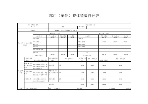 部门单位整体绩效自评表