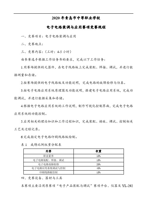 13.2020年青岛市中等职业学校竞赛规程(电子电路装调与应用)