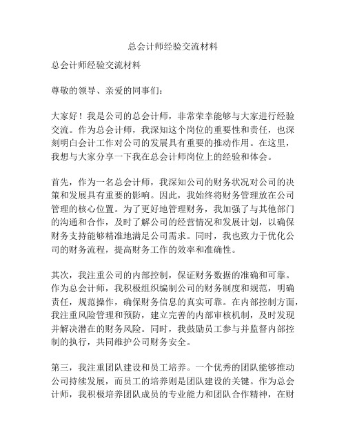 总会计师经验交流材料