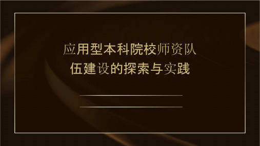 应用型本科院校师资队伍建设的探索与实践课件