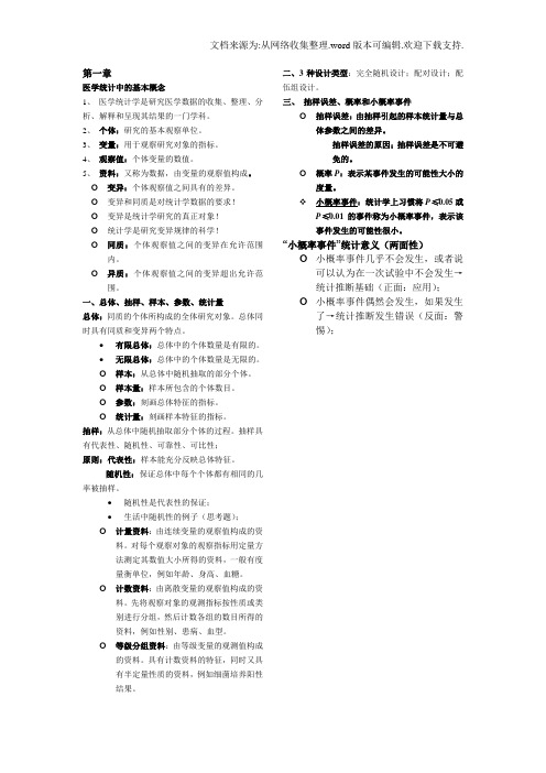 医学统计学符号公式重点