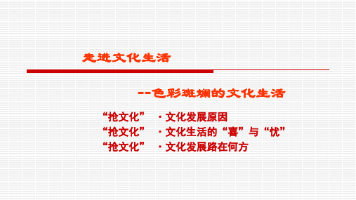 人教版高中政治必修三第八课第一框《色彩斑斓的文化生活》公开课教学课件(共16张PPT )