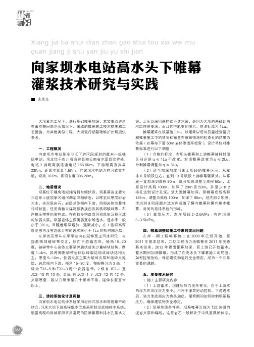 向家坝水电站高水头下帷幕灌浆技术研究与实践