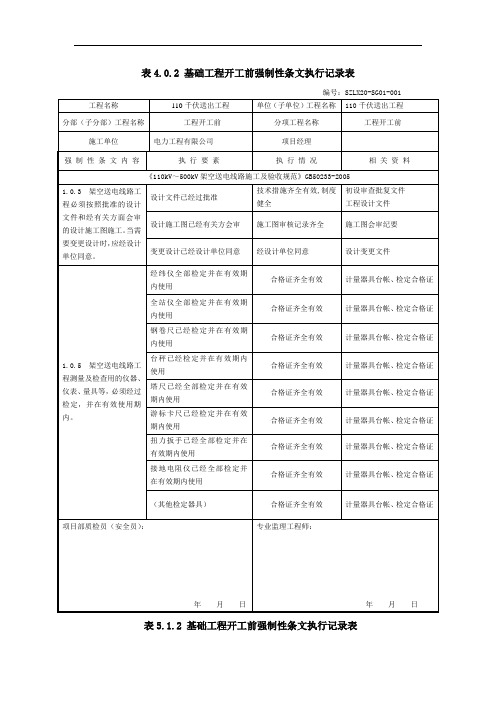 施工强制性条文执行记录表(新版)