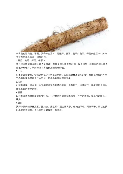 长山药不能和什么一起吃