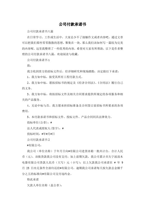 公司付款承诺书