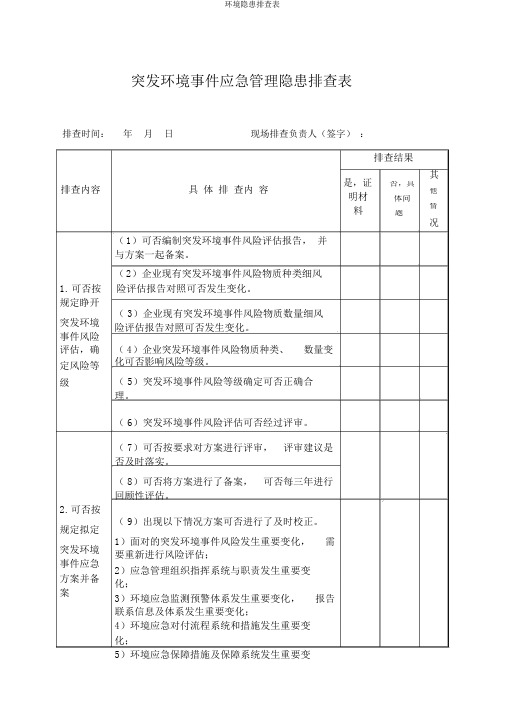 环境隐患排查表