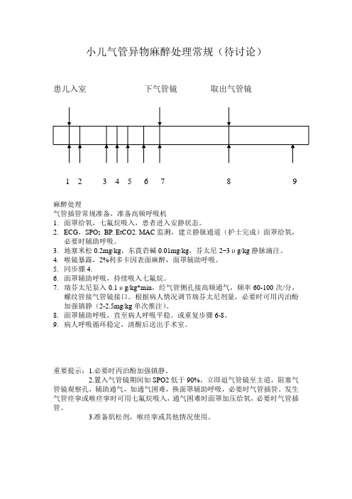 气管异物麻醉处理常规(待讨论)