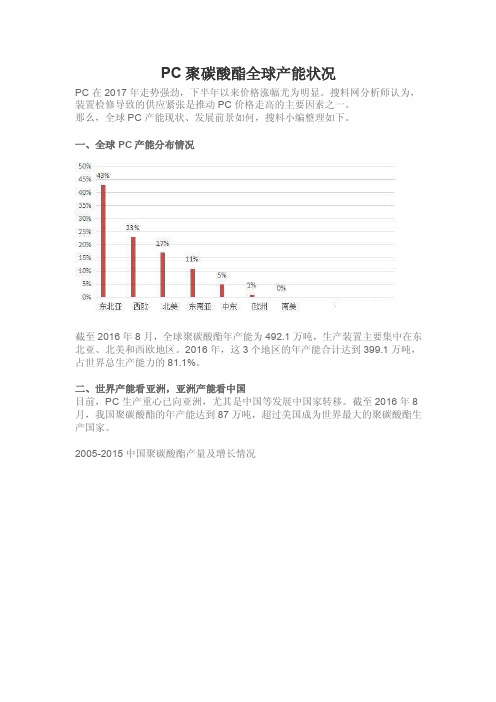 PC聚碳酸酯全球产能状况