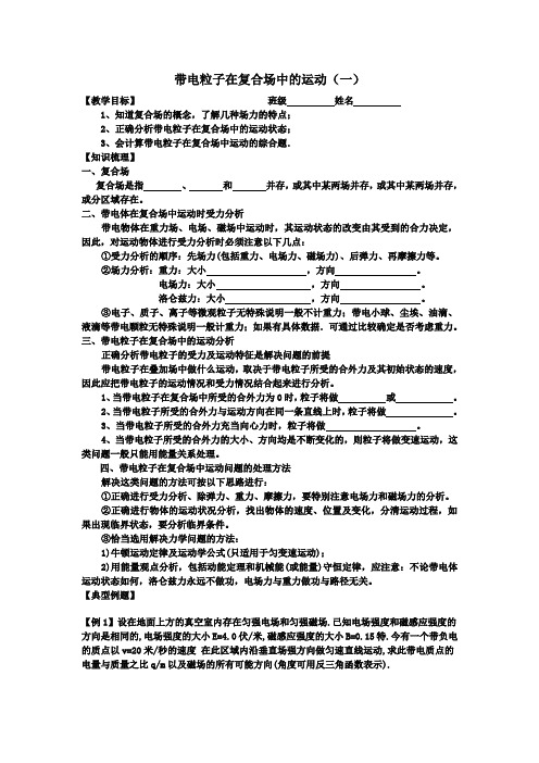 江苏省徐州市王杰中学高三物理复习学案：《带电粒子在复合场中的运动》(一)