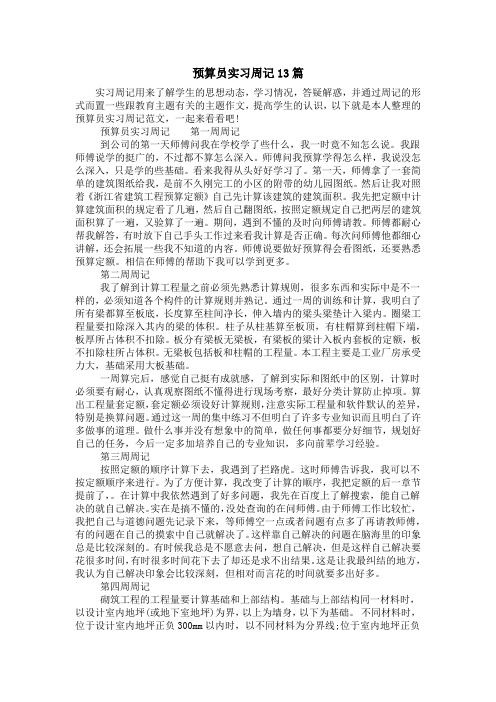 预算员实习周记13篇