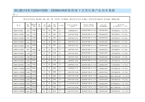 20kV干式变压器技术参数