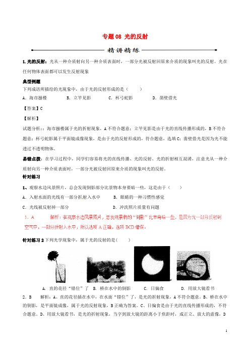 (统编版)2020年中考物理第期黄金知识点系列专题光的反射1