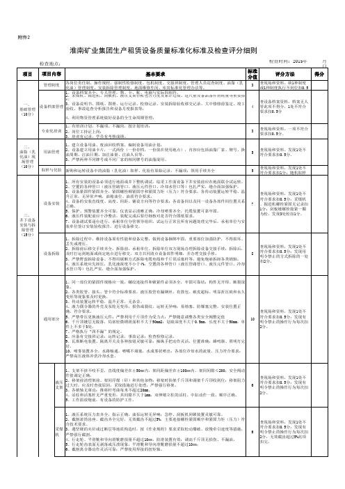 租赁设备现场考核标准及检查评分细则