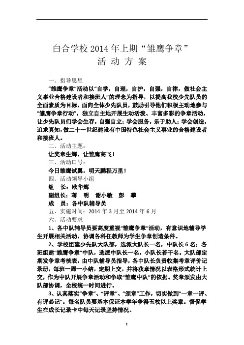 2014上雏鹰争章活动方案