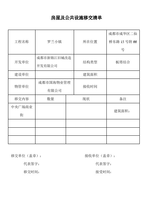 新老物业移交表格(全套 )