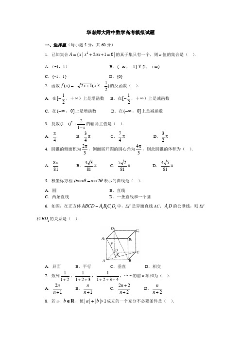 华南师大附中高考模拟试题