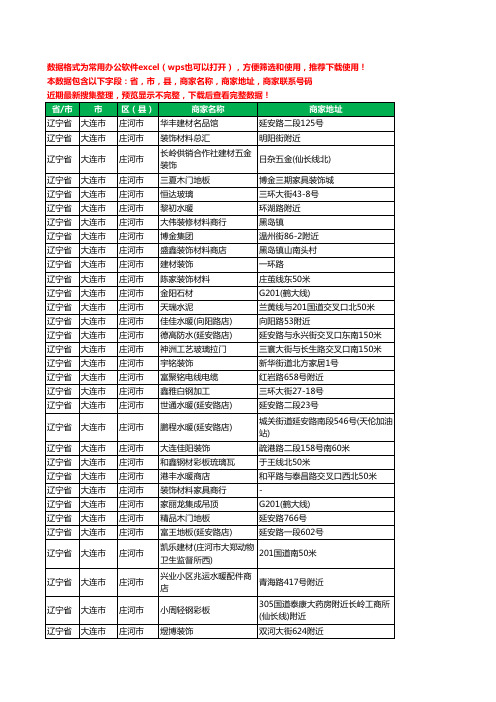 2020新版辽宁省大连市庄河市建材工商企业公司商家名录名单联系电话号码地址大全470家