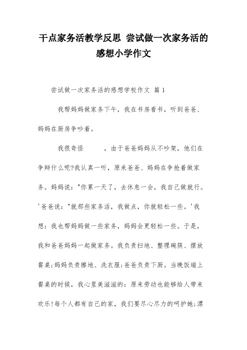 干点家务活教学反思 尝试做一次家务活的感想小学作文