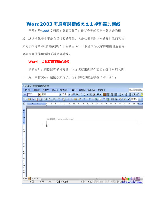 Word2003页眉页脚横线怎么去掉和添加横线