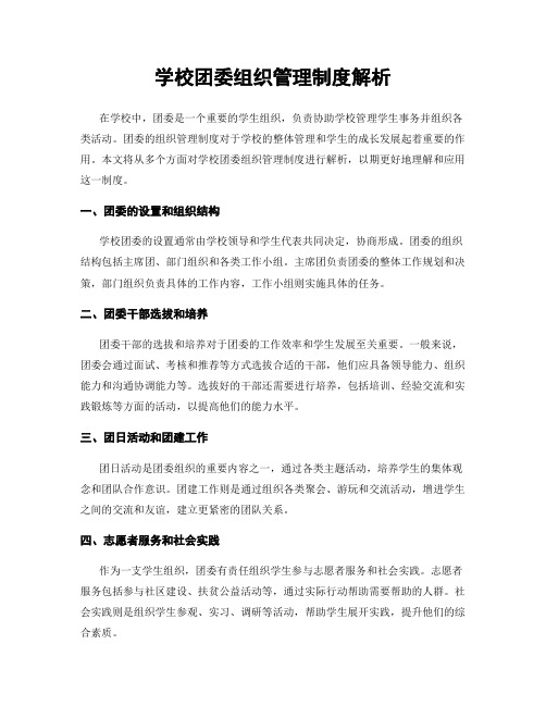 学校团委组织管理制度解析