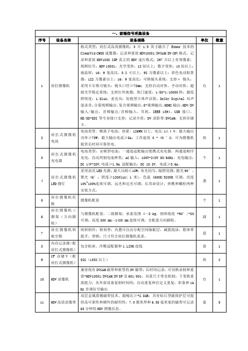 设备技术指标