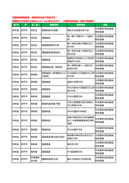 2020新版吉林省四平市圆通快递工商企业公司商家名录名单黄页联系方式电话大全42家