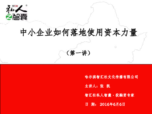 中小企业如何落地使用资本力量—张凯PPT课件