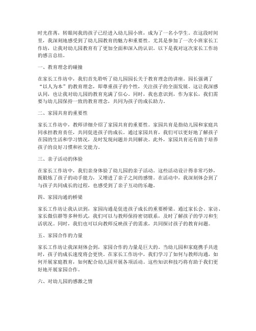 小班家长工作坊感言总结